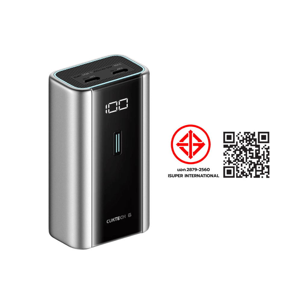 แบตเตอรี่สำรอง CUKTECH PB060 สีเทาไทเทเนียม 6,000 MAH จ่ายไฟรวมสูงสุด 55W_11